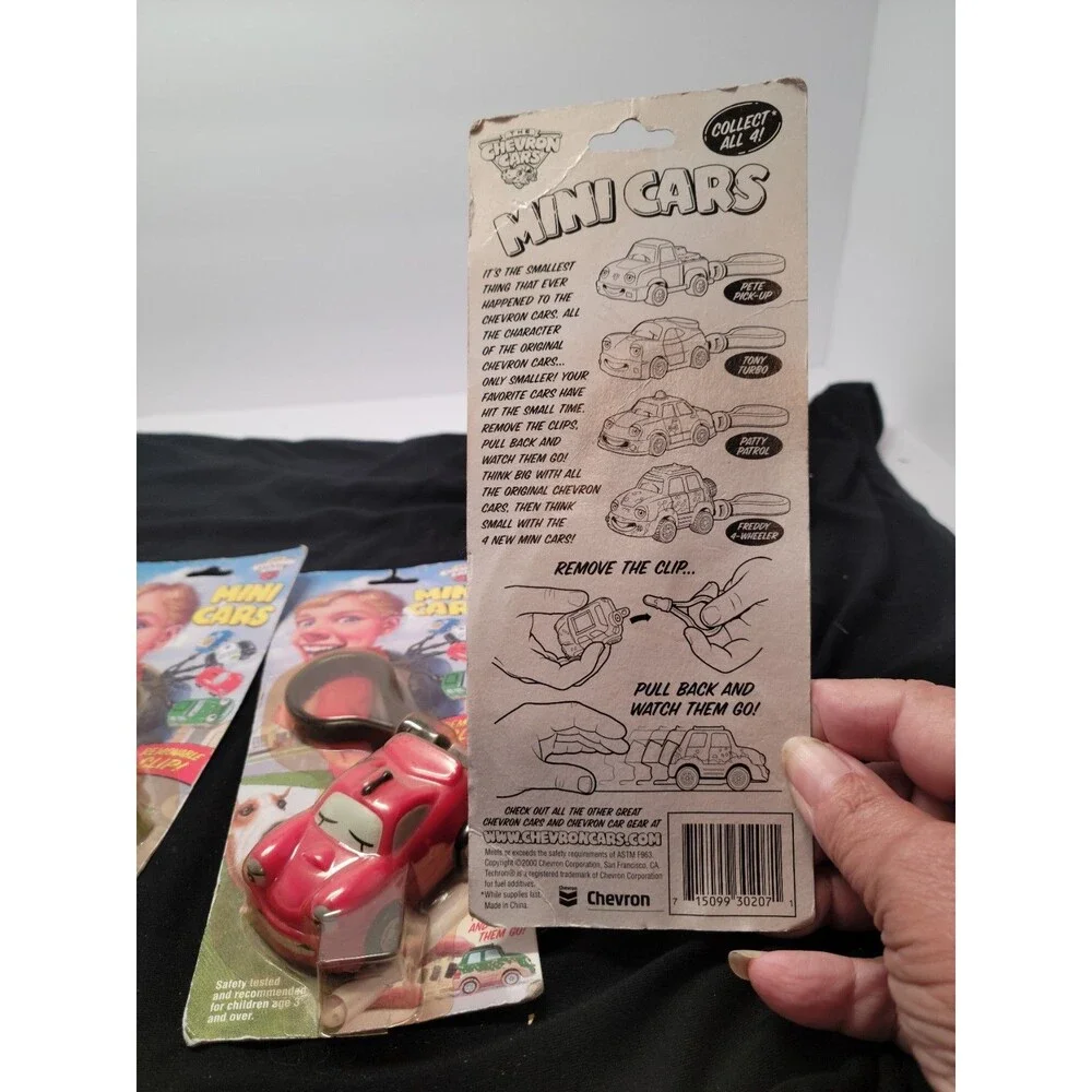 New/Still Sealed Chevron Mini Cars w/Removeable Clip Pull Back Start